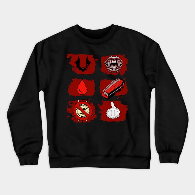 Vampire Clues Crewneck Sweatshirt by Doodles of Darkness